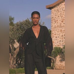 ✨ Naive Striped Tonal Fringe Cardigan — XS/S